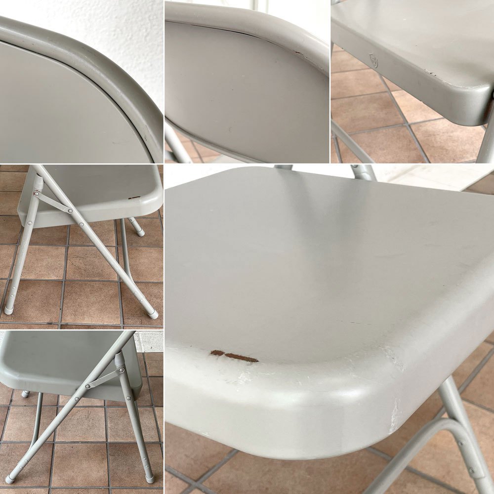 チューブラースチール フォールディングチェア TUBULAR STEEL FOLDING CHAIR 折りたたみ椅子 グレー アメリカ インダストリアル PFS取扱 B ◇