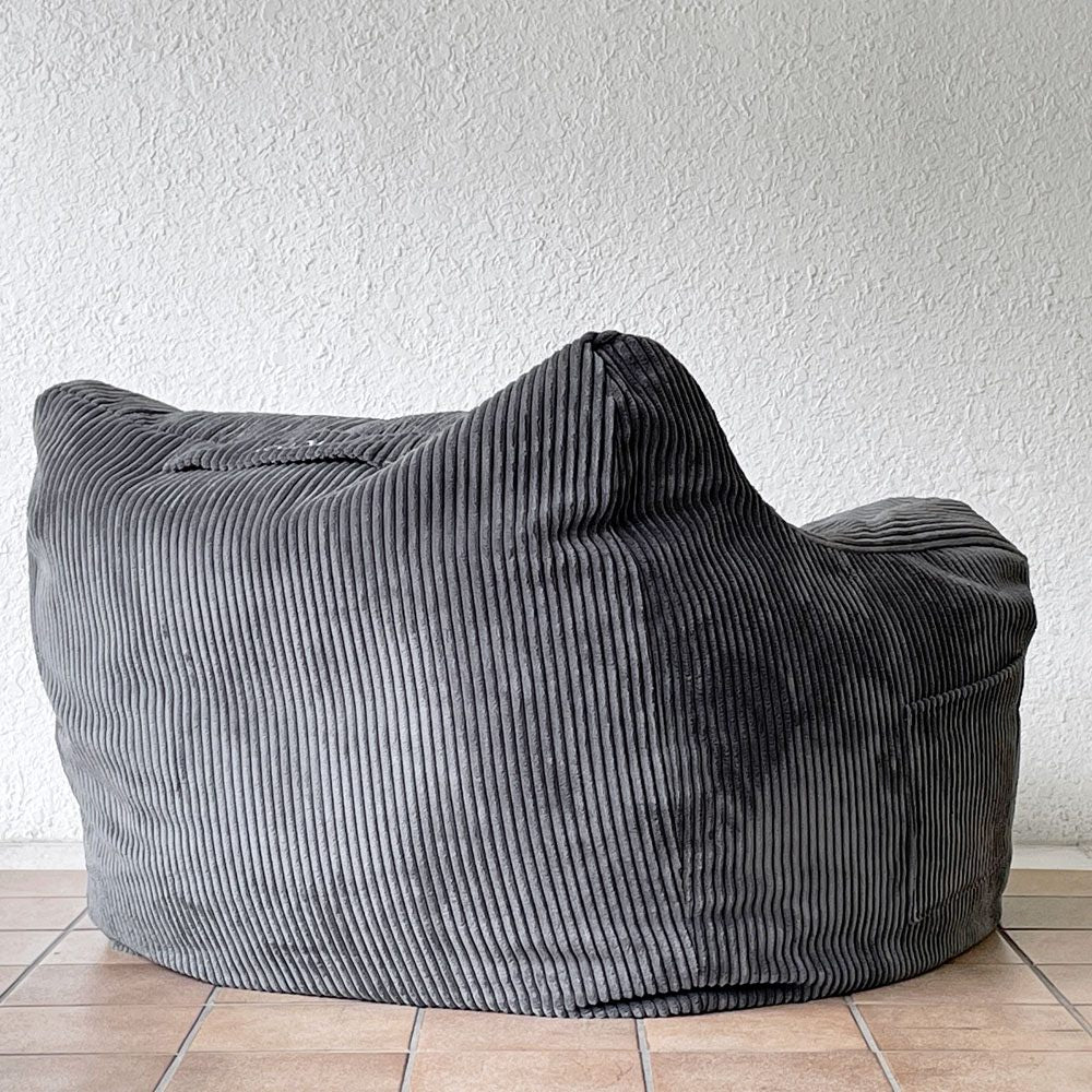 ルージー LOOSY ハグミー HUGME 1人掛けビーズソファ コーデュロイ チャコール カバーリング 軽量 ◇