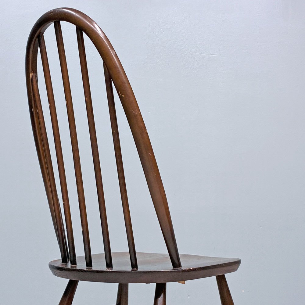 アーコール Ercol クエーカーチェア ダイニングチェア ハイバック オールドコロニアル ブラウン エルム材 × ビーチ材 UKビンテージ 英国家具 ◎