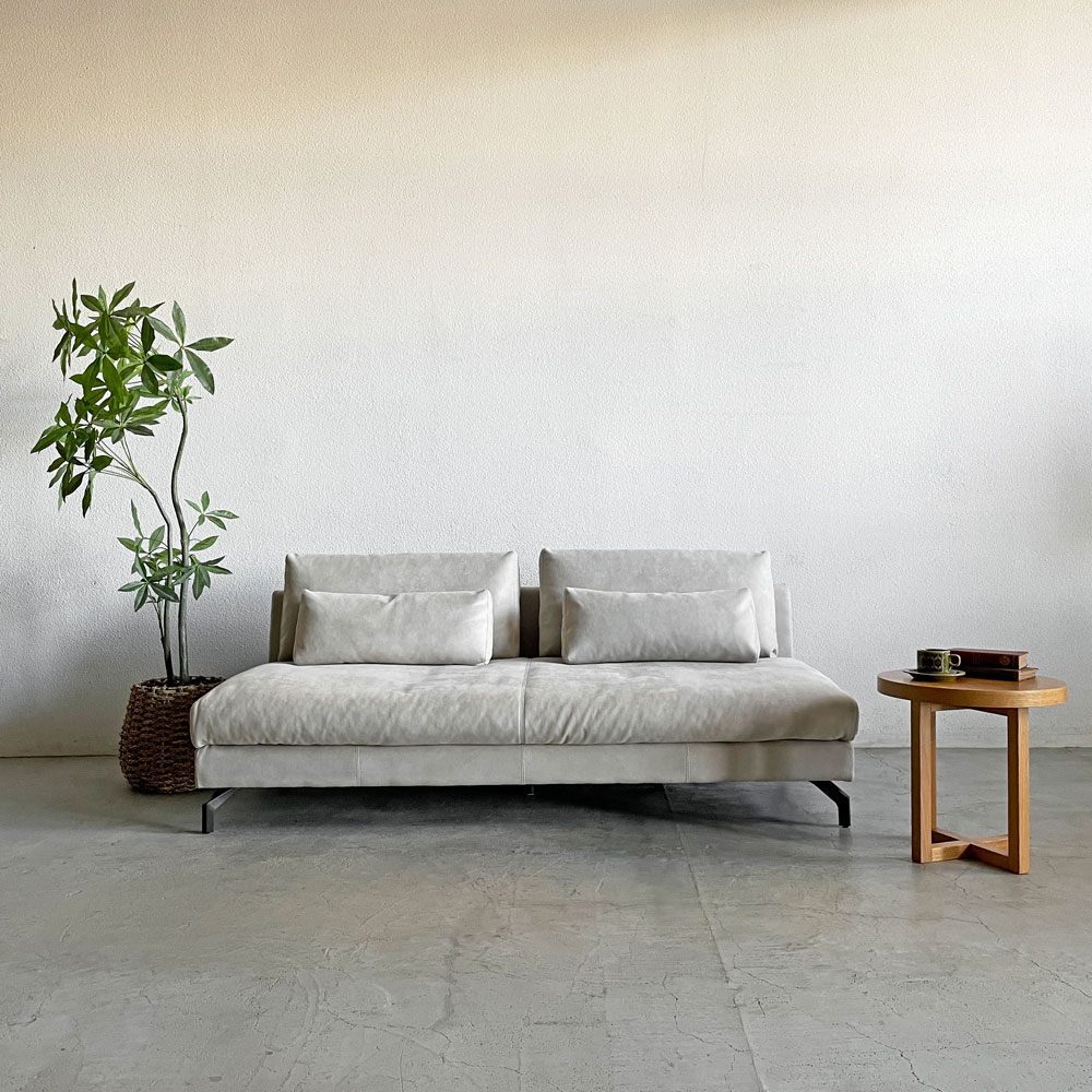 リラックスフォーム RELAXFORM グラシエーロ GLACIERO 3人掛けソファ W188cm プライムレザーテックス プラチナグレー 関家具 定価￥113,000- A 〓