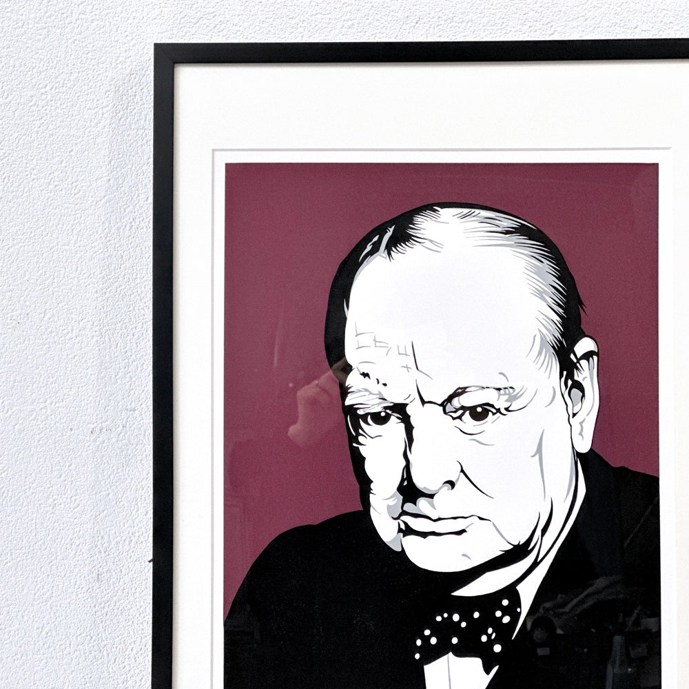 コンラッドリーチ CONRAD LEACH シルクスクリーン ウィンストン・チャーチル Winston Churchill アートフレーム 大型 ポスター 額装品 現代アート ポップアート イギリス ●
