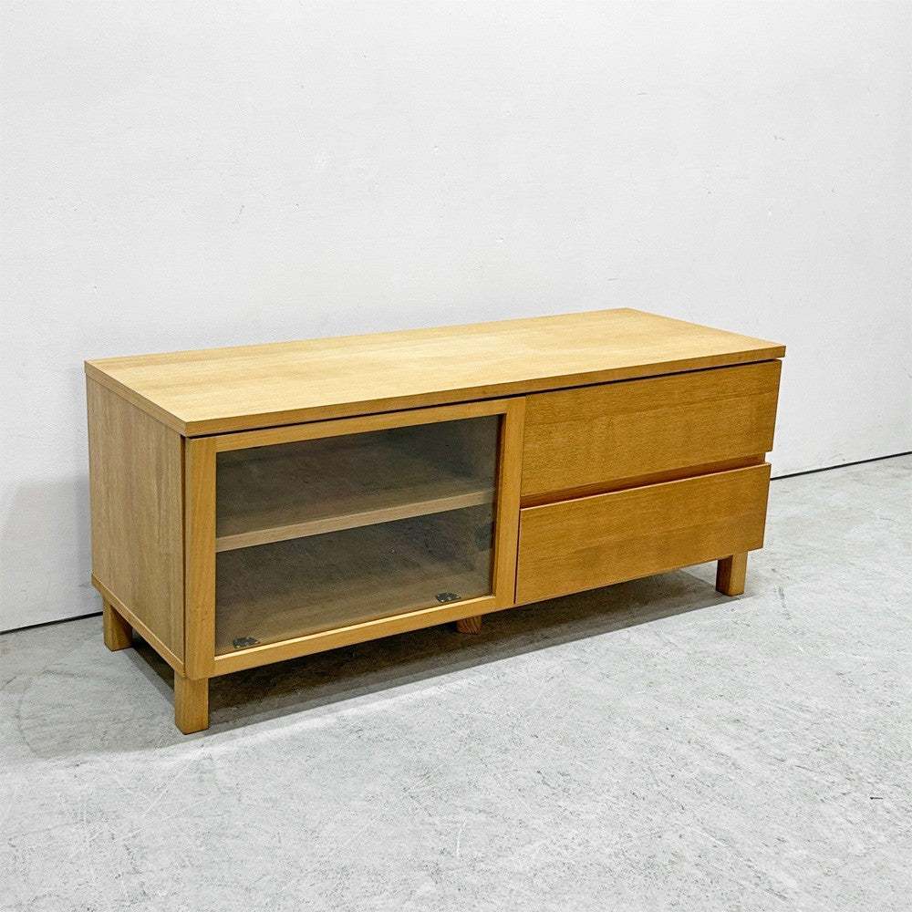 無印良品 MUJI AVボード AVラック 引出し付 オーク材 W110cm ナチュラル シンプル 廃番 ●