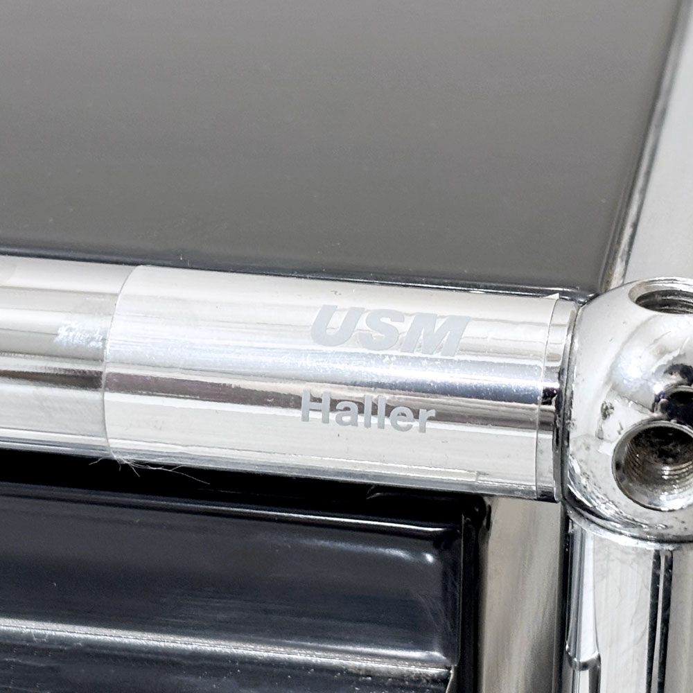ユーエスエムハラー USMハラー USM Haller モジュラーファニチャー ロールボーイ デスクワゴン 2ドロワー ブラック系カラー キャスター付き ●