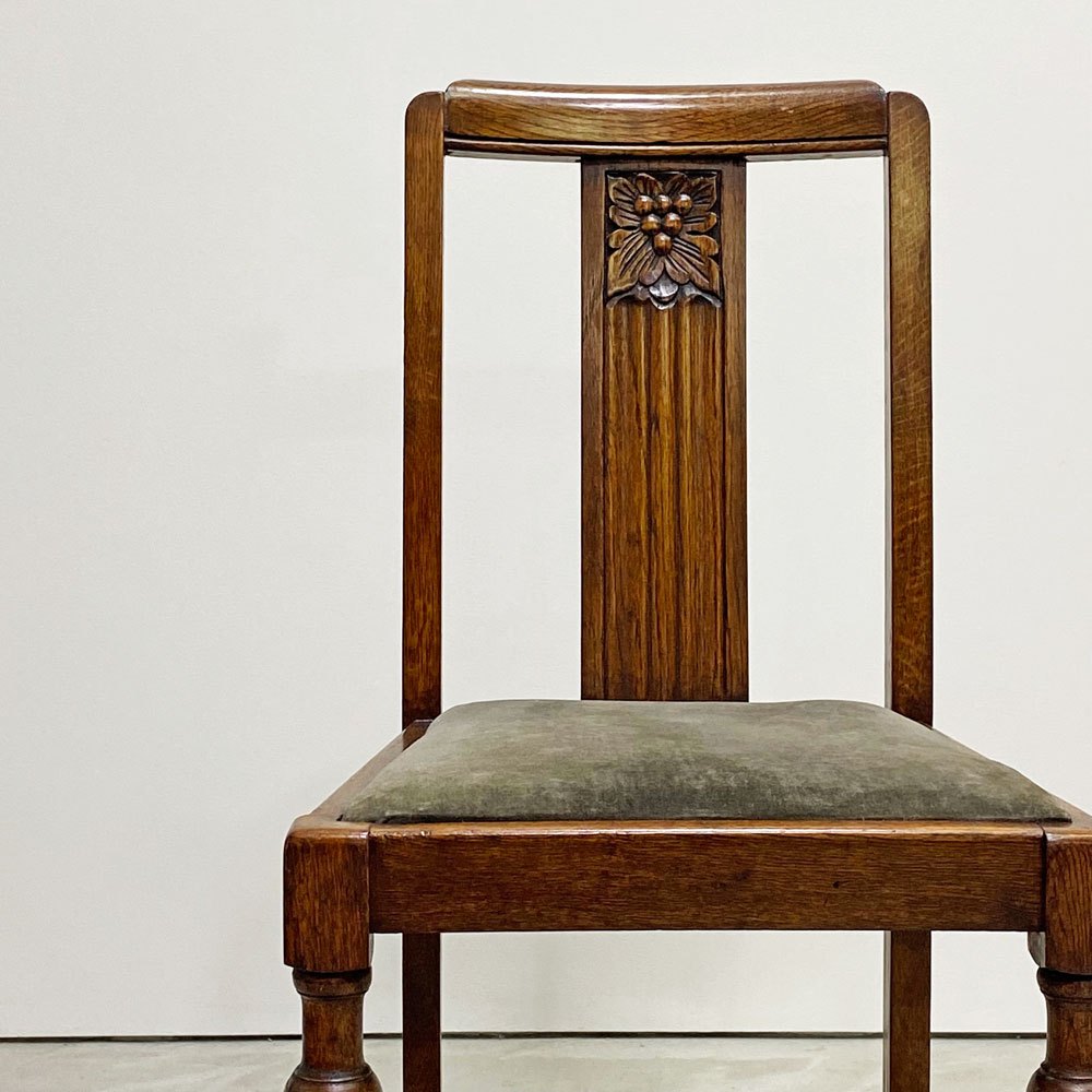 UKビンテージ UK vintage オーク材 ダイニングチェア バルボスレッグ アンティーク 英国家具 ●