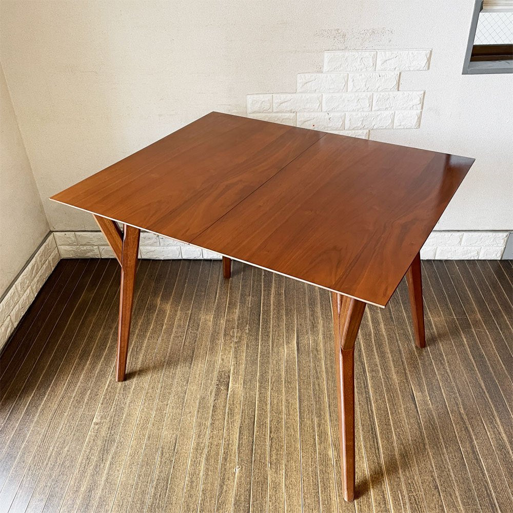 ウエストエルム West Elm ミッドセンチュリー Mid-century エクスパンダブルダイニングテーブル 伸長式 W99/140cm ウォールナット×ユーカリ材 参考価格￥115,000- ◎