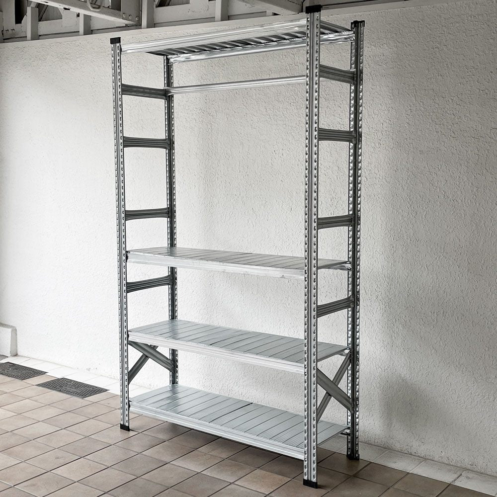 メタルシステム METALSISTEM スーパー123 SUPER123 シリーズ スチールシェルフ TIER STEEL SHELF ハンギングバーセット Ｗ128×Ｄ41.5×Ｈ213 4段 ◇