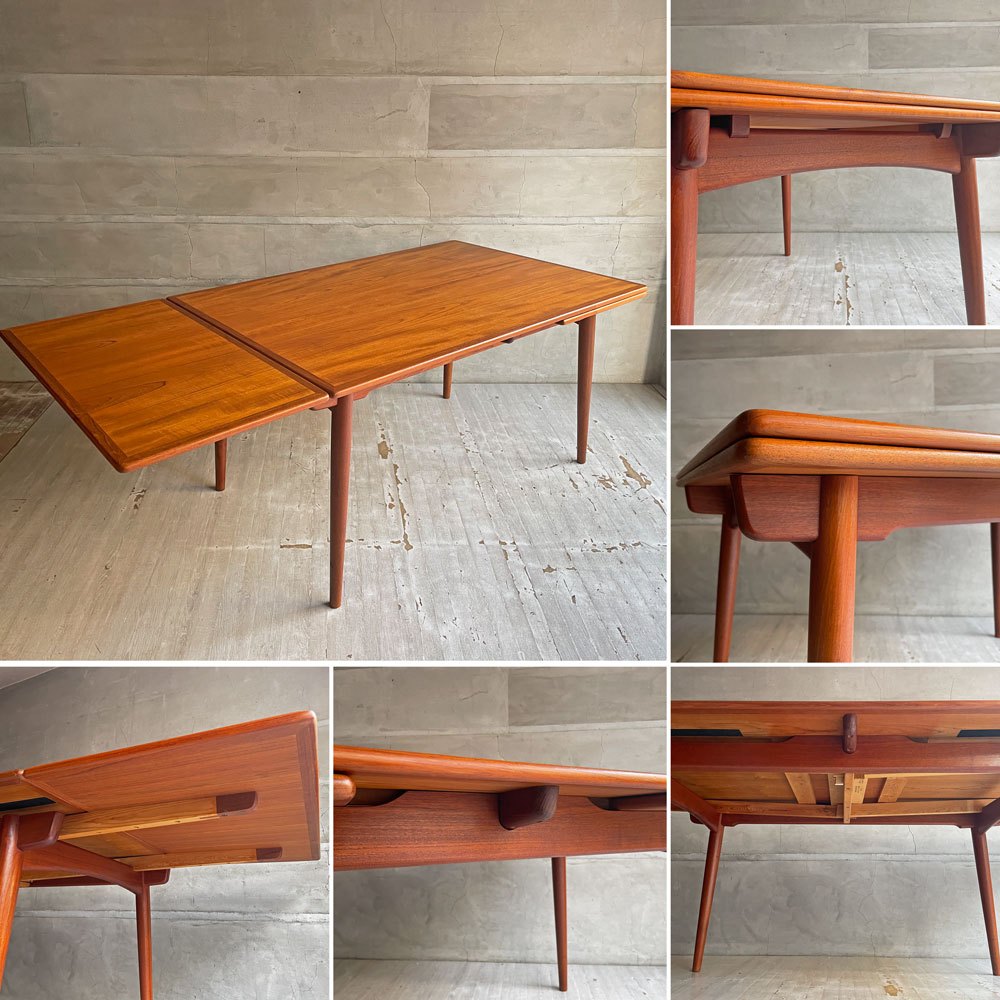 アンドレアス・タック Andreas Tuck エクステンション ダイニングテーブル AT312 伸長式 拡張 チーク材 ハンス・Ｊ・ウェグナー デンマークビンテージ 北欧家具 ♪