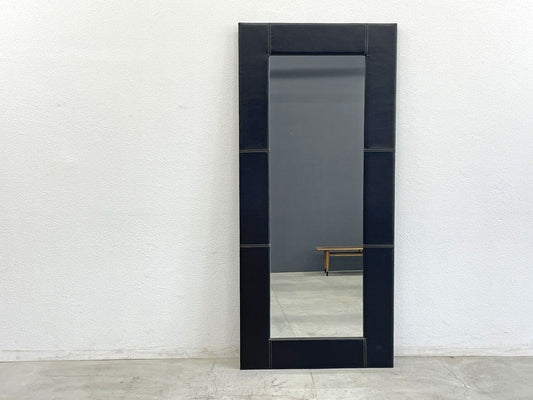 イタリアンモダン ウォールミラー Wall mirror PVCレザー ブラック 大判 姿見 スタイルミラー 立て掛け鏡 〓