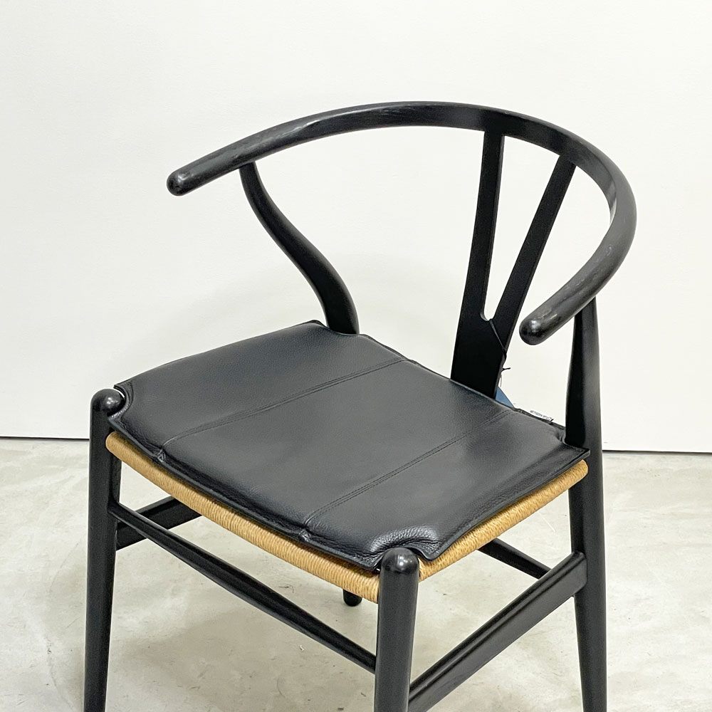 カールハンセン＆サン Carl Hansen & Son CH24 Yチェア ブラックラッカー × ペーパーコード オーク材 レザークッション付属 座面高43cm ハンス・J・ウェグナー 北欧 デンマーク ●