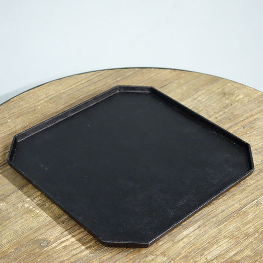 蝶野秀紀 和紙貼八角盆 漆器 31cm スクエアトレイ 現代作家 Ｂ ◎