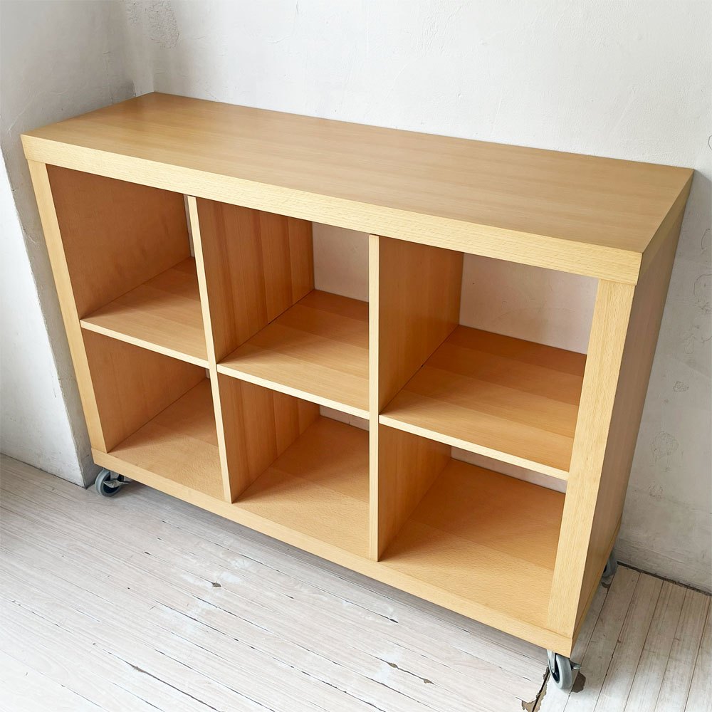 無印良品 MUJI オープンシェルフ 3列2段 ブックシェルフ オーク材 キャスター付き 廃番 ★