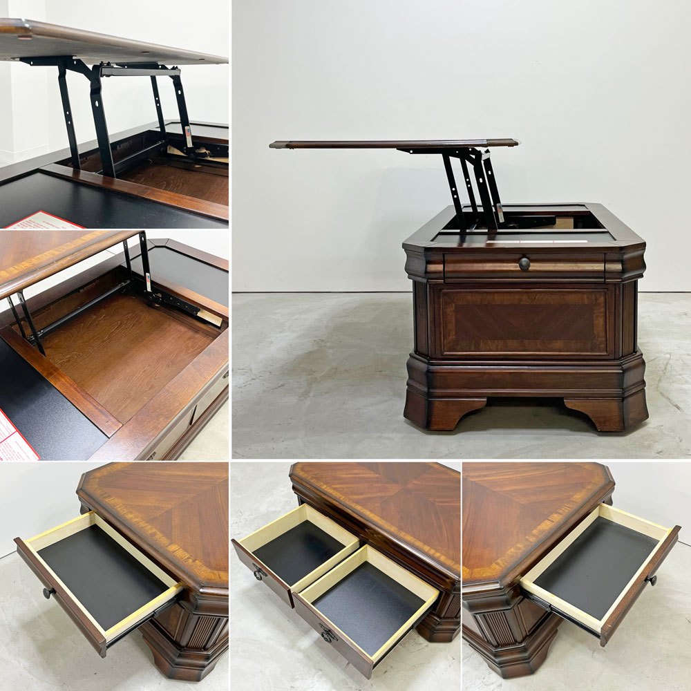 アシュレイファニチャー Ashley Furniture リフトトップ カクテルテーブル ローテーブル リビングテーブル デスク 昇降式天板 4ドロワー キャスター付き アメリカ ●