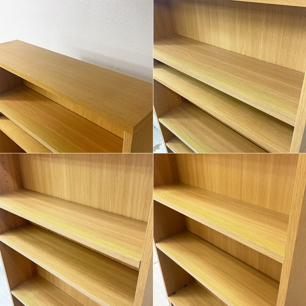 無印良品 MUJI オーク材 薄型ラック ワイド大 追加棚付き W80×D22×H213cm 7段 本棚 ブックシェルフ 廃番 参考定価38,890円 ●