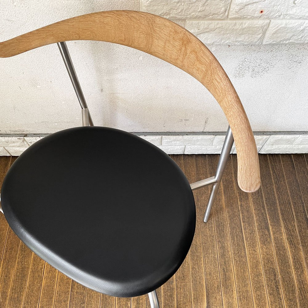 カールハンセン＆サン Carl Hansen & Son CH88P ダイニングチェア オーク材 本革 ブラックレザー ステンレスレッグ ハンス・J・ウェグナー 北欧家具  ◎