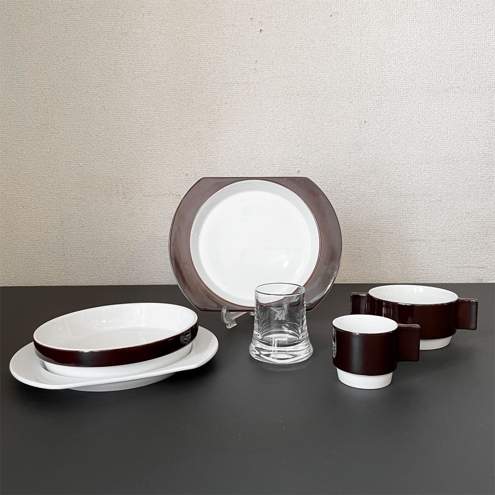 アリタリア航空 Alitalia Linea 72 ファーストクラス 機内食器 6点セット ジョエ・コロンボ リチャードジノリ製造 イタリアビンテージ D ◎