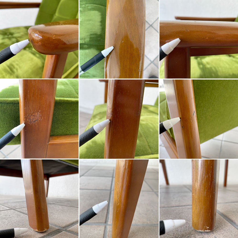 カリモク60 Karimoku60 Kチェア 1シーター ソファ モケットグリーン レトロモダン ミッドセンチュリーデザイン 現状品 ◇