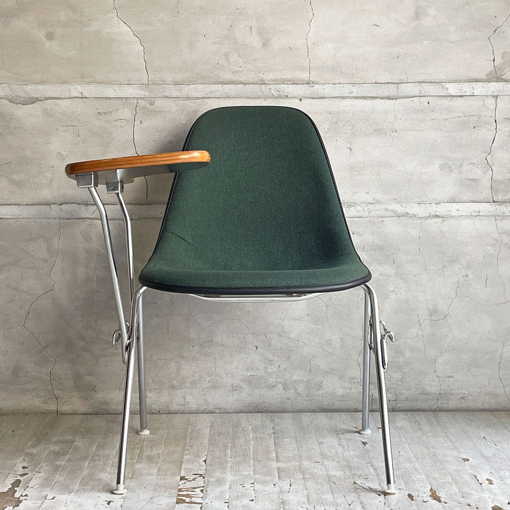 ハーマンミラー Herman Miller サイドシェルチェア セカンド 2nd ビンテージ アプホルスター スクールベース 肘掛けテーブル付 イームズ ミッドセンチュリー A  ♪