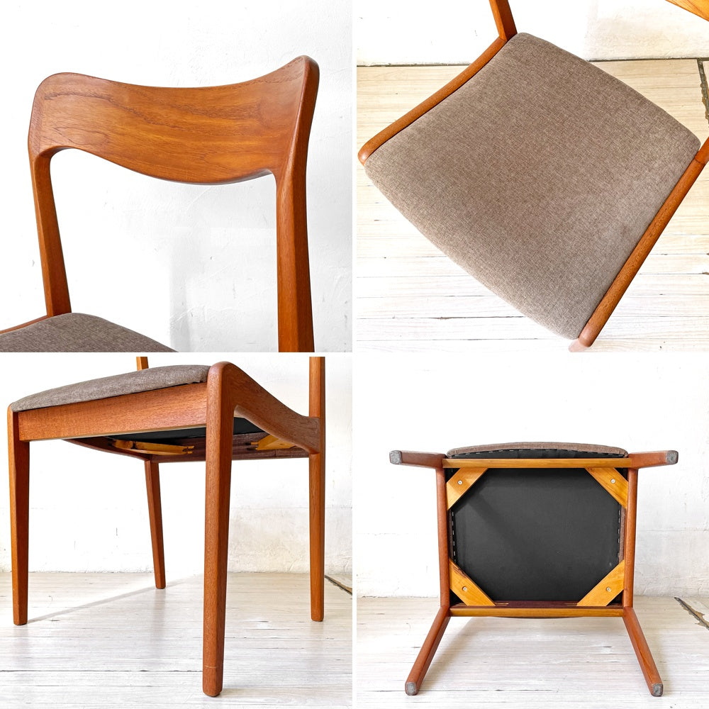 デンマークビンテージ Danish Vintage チーク材 ダイニングチェア デンマーク ファブリック 北欧家具 A ★