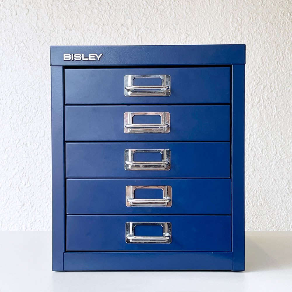 ビスレー BISLEY BASICシリーズ 12/5 A4 ミニキャビネット 5段 ブルー マルチ収納 レターラック トレイ付き 卓上収納 英国 ◇