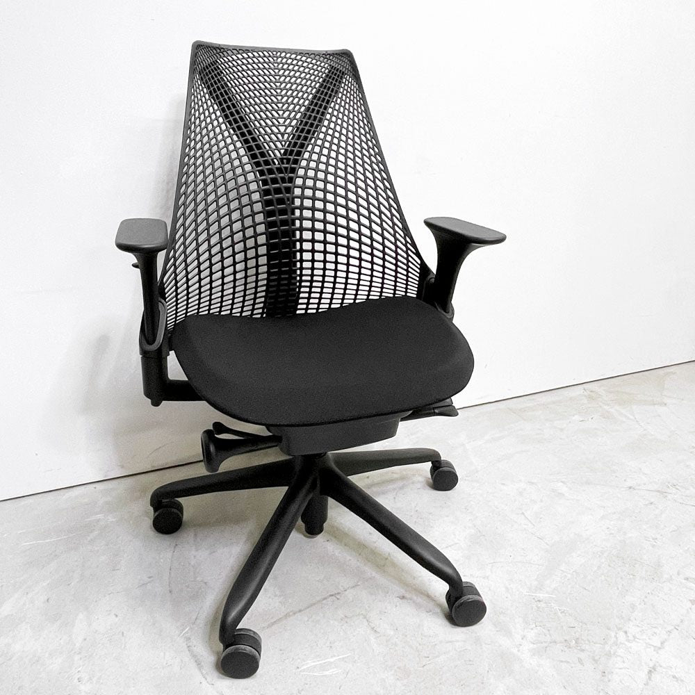ハーマンミラー Herman Miller セイルチェア SAYL CHAIR デスクチェア オフィスチェア ミドルバック ブラック イヴ・ベアール ●