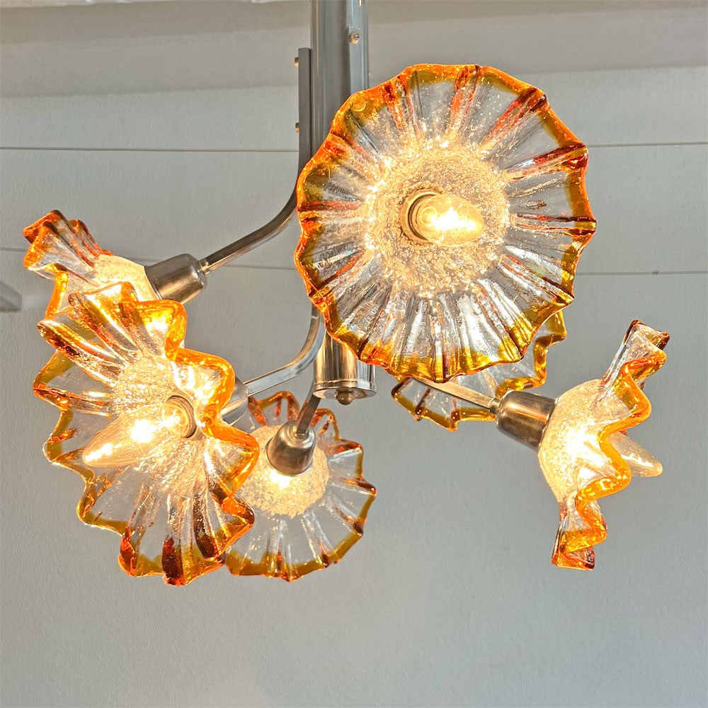 UKビンテージ ガラスシェード 6灯 ペンダントライト アンティーク フリルガラス Lioyd’s Antiques取り扱い 要電気工事 〓