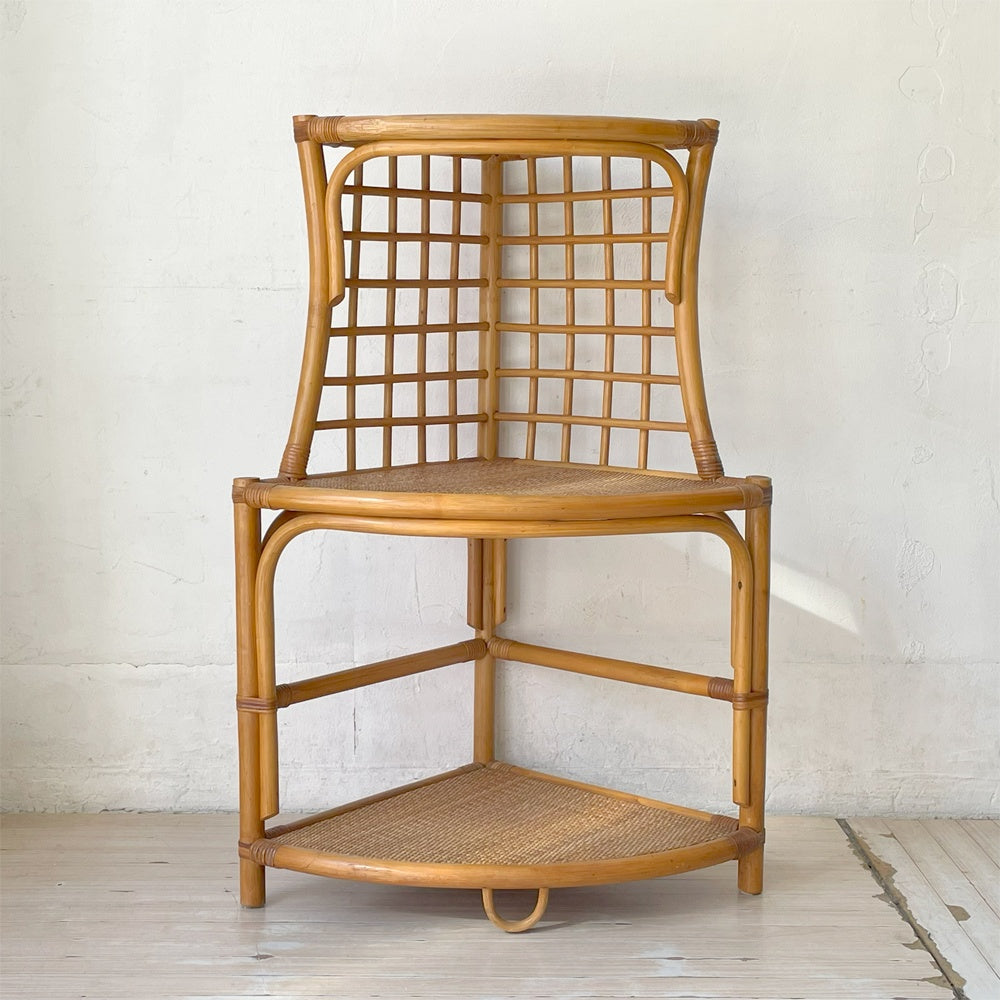 ラタン 3段 オープンシェルフ Rattan Shelf 籐 三角コーナーシェルフ コーナーラック ナチュラル オーガニック ★