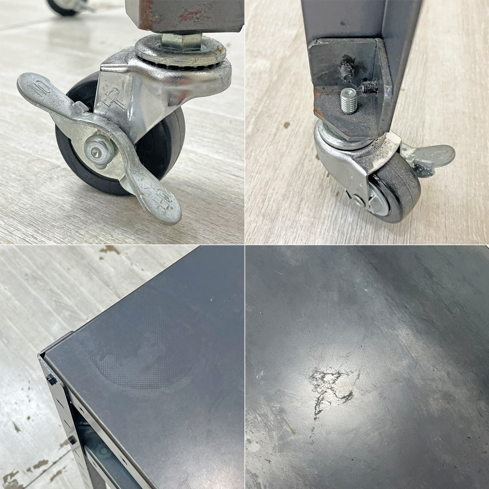 ミルズ MILLS スチール ワークデスク テーブル エキスパンドメタルシェルフ キャスターロック 作業台 什器 インダストリアルデザイン ●