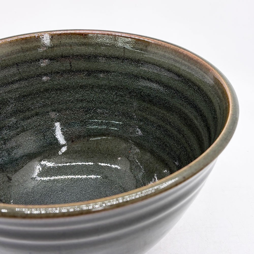 マルガレーテンヘーエ Keramische Werkstatt Margaretenhohe ボウル 丼 ダークグリーン系 ろくろ目 李英才 現代作家 艶あり A ●
