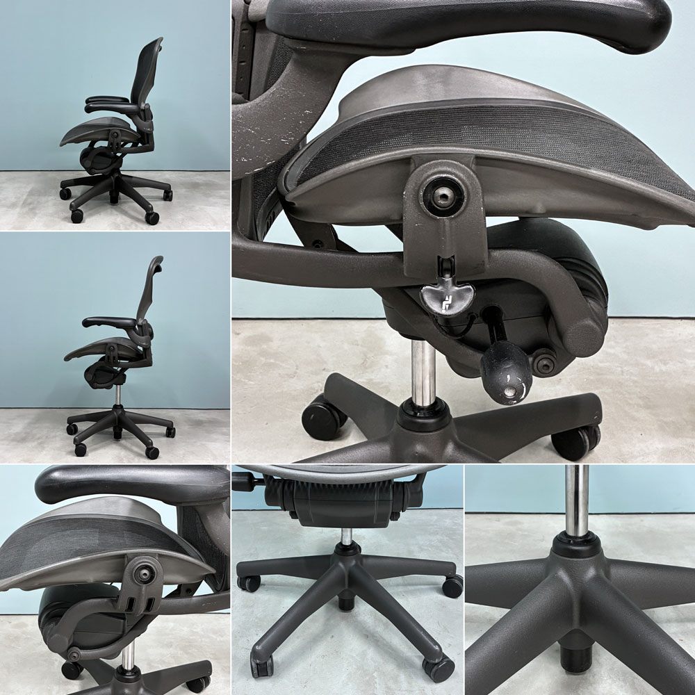ハーマンミラー HermanMiller アーロンチェア ライト Bサイズ クラシックカーボンメッシュ ランバーサポート グラファイトベース ◎