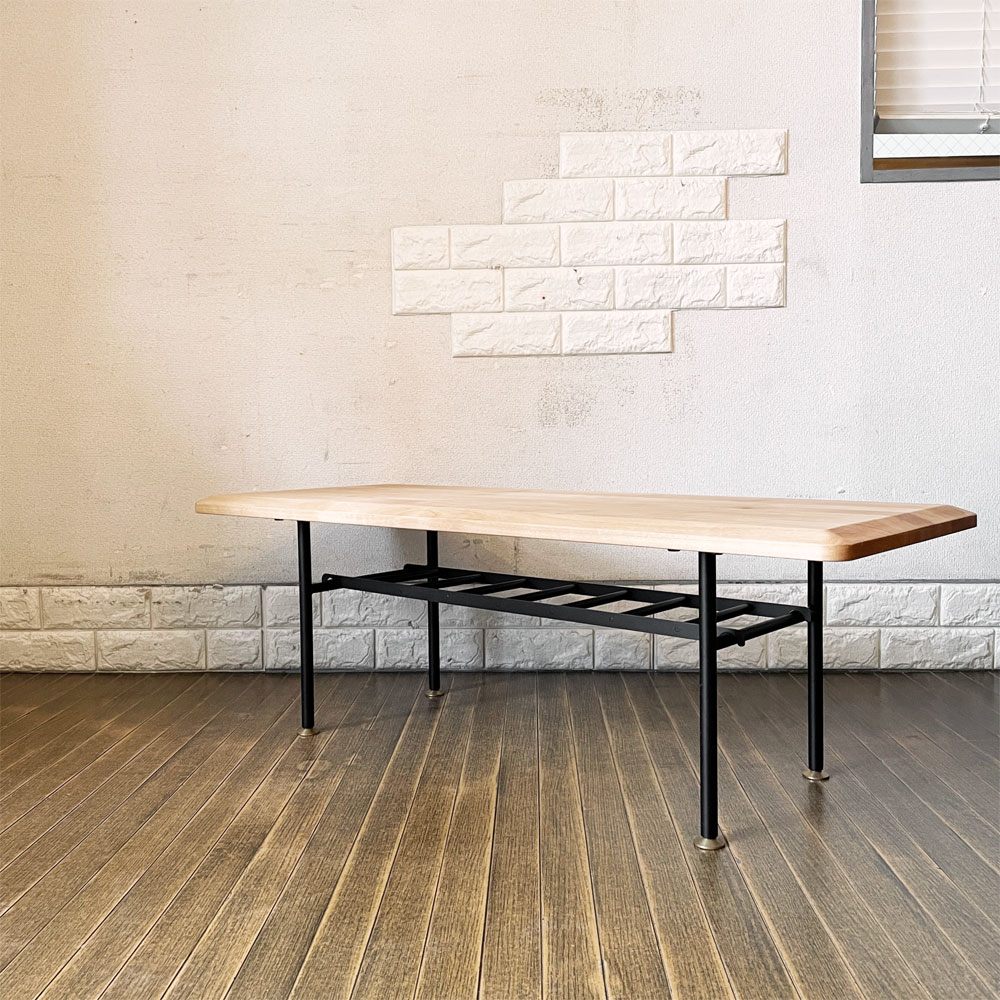 モモナチュラル MOMO Natural ヴィボ VIBO LOW TABLE EDGE TOP ローテーブル W102cm アルダー材 × スチール脚 BS LEG 40 オーダー仕様 ◎