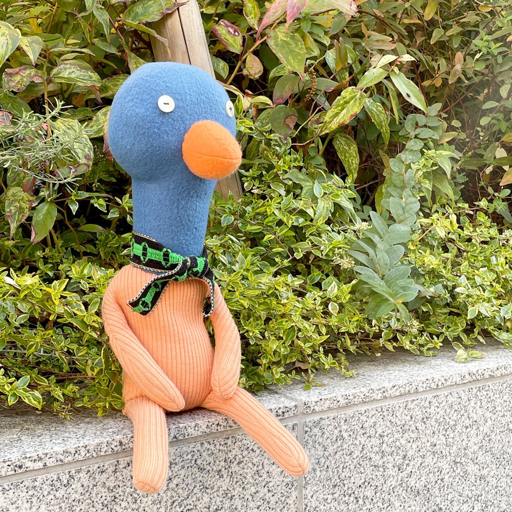 ボビーダズラー BOBBY DAZZLER 鳥のぬいぐるみ ブルー×オレンジ ハンドメイドドール 人形 H46.5cm イギリス ■