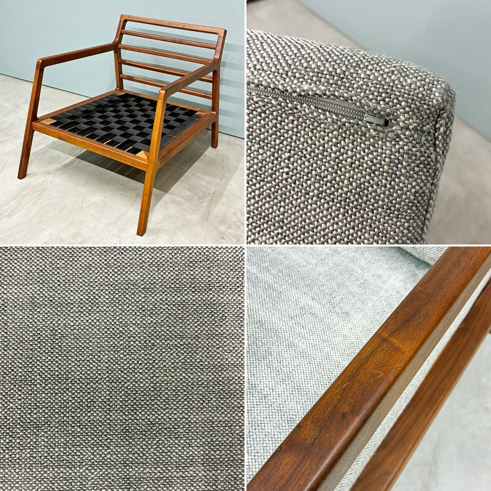 モーダエンカーサ moda en casa ニッセ NYSSE ラウンジチェア 1Pソファ ウォールナット ファブリック 北欧モダン ◎