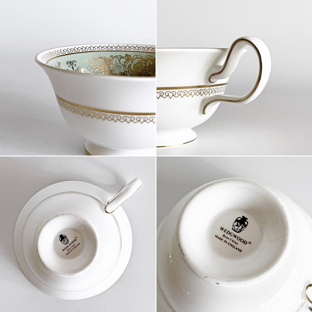ウェッジウッド WEDGWOOD コロンビア Columbia セージグリーン ティーカップ&ソーサー C&S ボーンチャイナ 陶磁器 黒壺 イギリス ■
