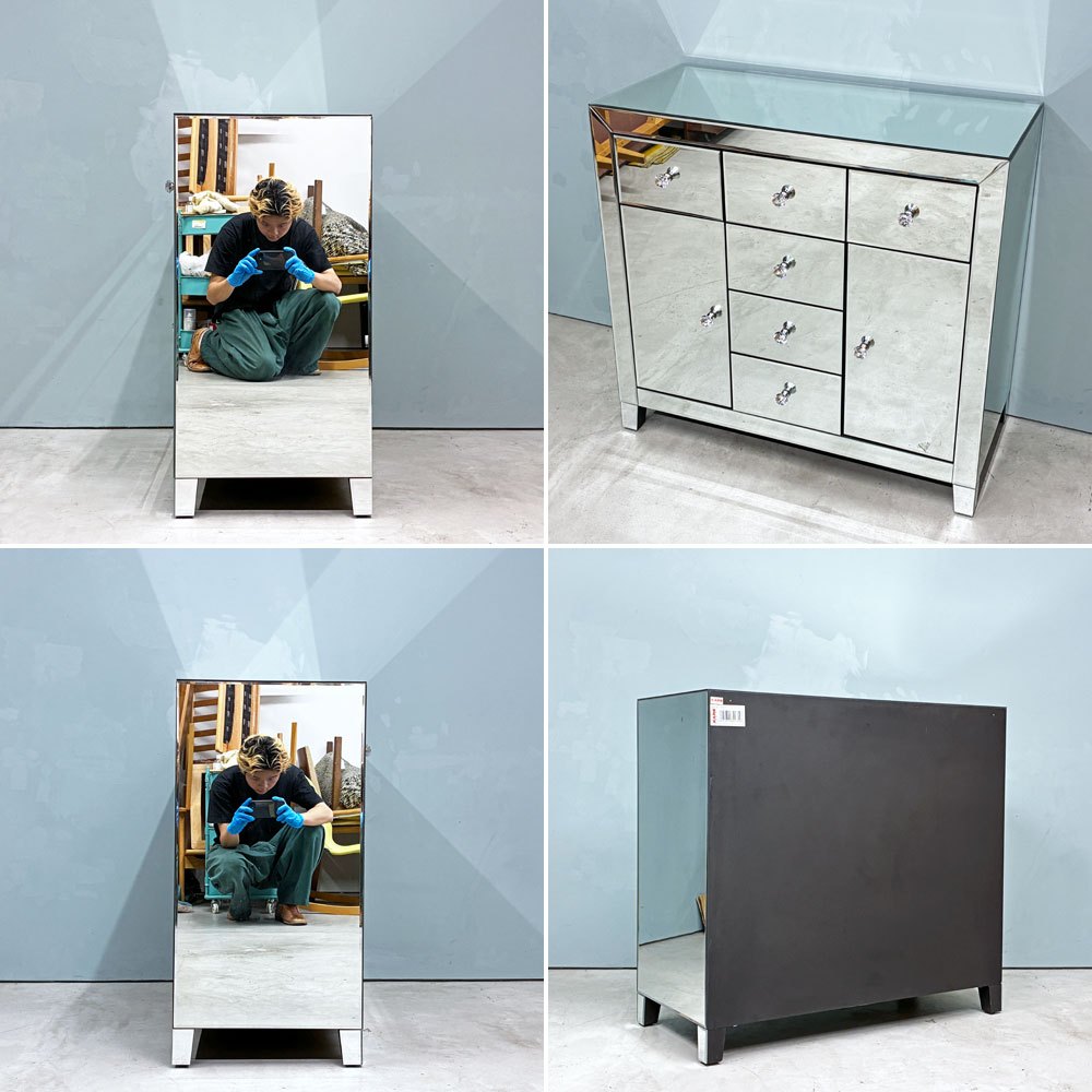 カレ KARE ラグジュアリー キャビネット サイドボード 2Doors 6Drawers ミラー張り ドイツ ◎