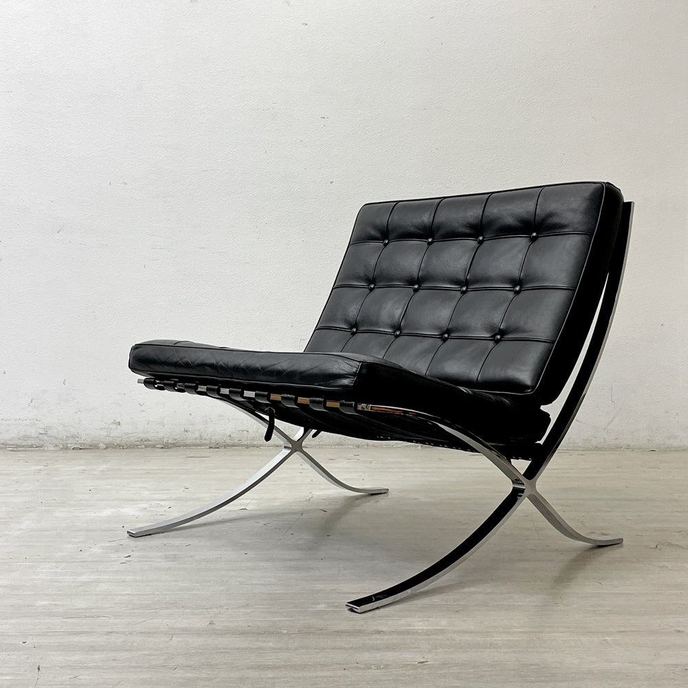 ミース・ファン・デル・ローエ バルセロナチェア Barcelona Chair リプロダクト品 本革 1シーターソファ モダンデザイン ●