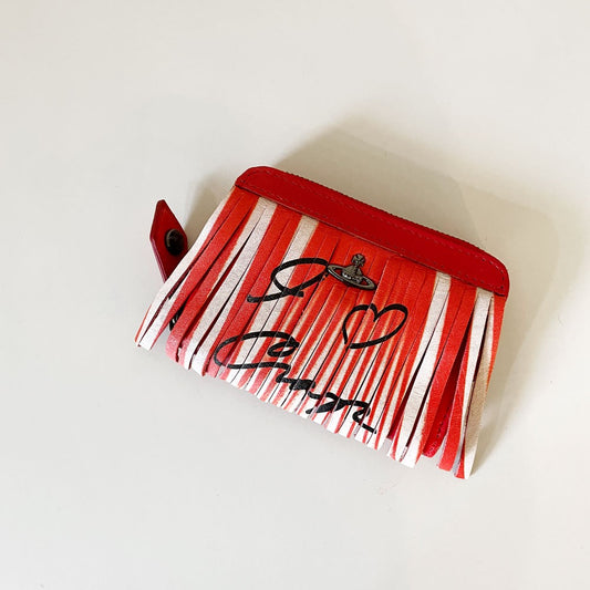 ヴィヴィアン・ウエストウッド Vivienne Westwood アイラブクラップ I LOVE CRAP ウォレット 財布 カードケース レザー 本革 レッド 12×9cm 未使用品 ◎