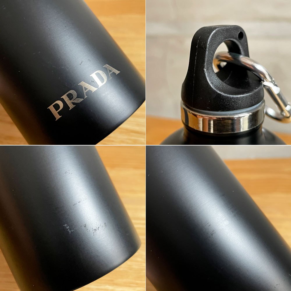 プラダ PRADA ウォーターボトル BOTTIGLIA TERMICA 500ml 水筒 タンブラー 黒 未使用 新品 ブラック×ブラック ギャランティーカード・説明書付 ♪