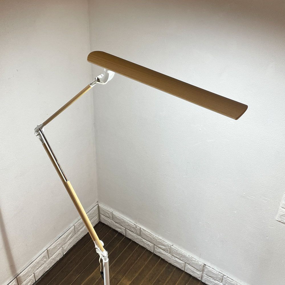 スワン電気 LED エグザーム フロアライト 木目調 ナチュラル LEX-958NA+FB-991 WH 未使用保管品 ◎