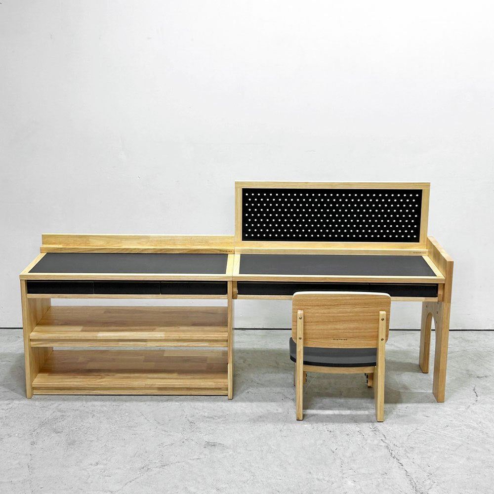 みのりの minorino キッズデスク デュオセット シェルフ KIDS DESK DUO SET SHELF ペグボード PEGBOARD ラバー無垢材 Forbo社製リノリウム 定価 ¥169,500- ●