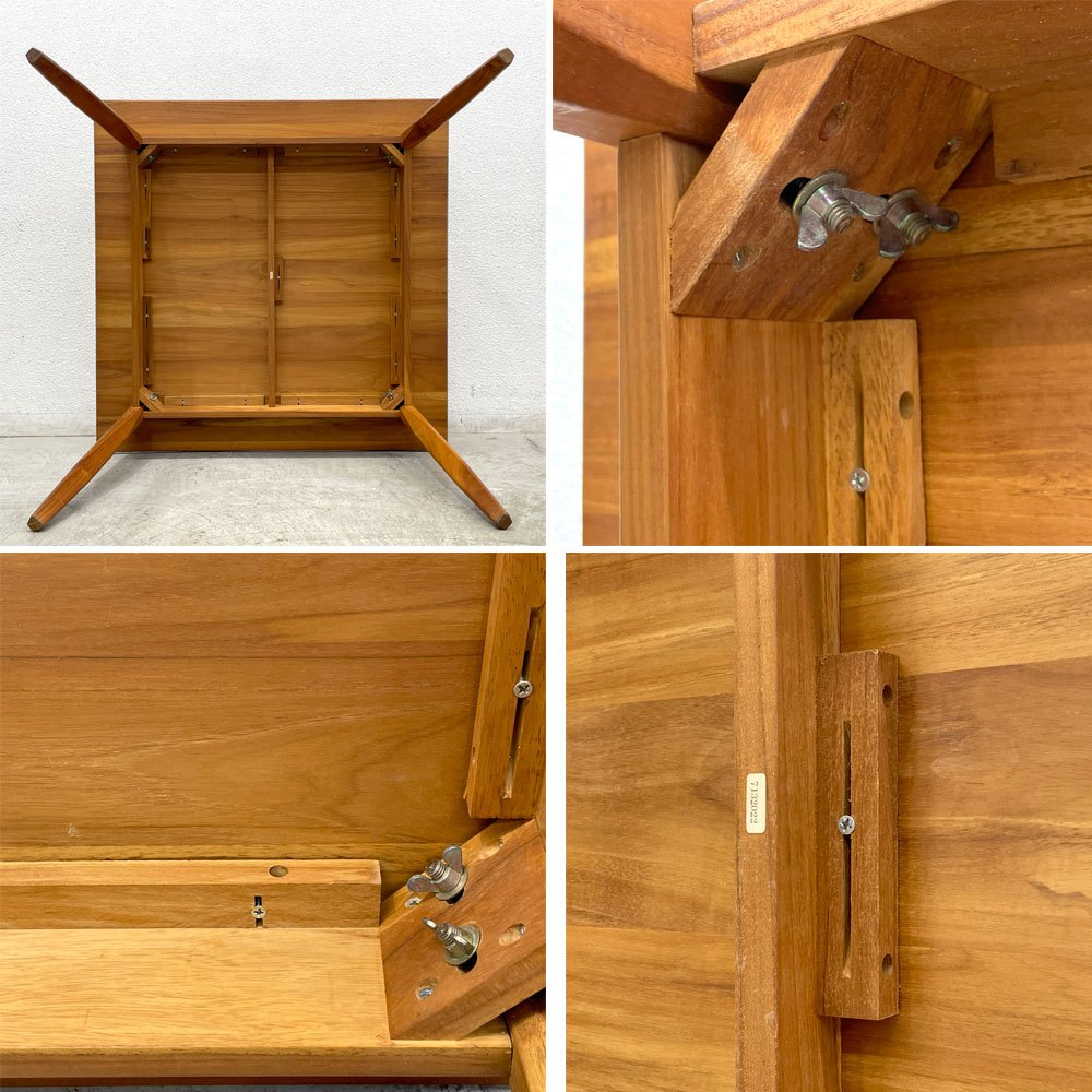 つばきや スクエア リビングダイニングテーブル W100cm 無垢材 チークカラー 北欧スタイル 〓
