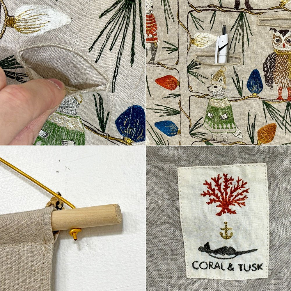コーラルアンドタスク Coral & Tusk ツリートリマーズ Tree Trimmers 12days アドベントカレンダー タペストリー クリスマス ファブリック 刺繍 参考定価￥39,600- 廃番 ●