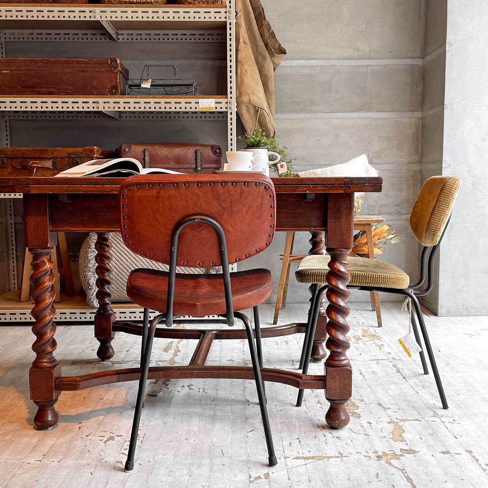 トラックファニチャー TRUCK FURNITURE スット ダイニングチェア SUTTO DINING CHAIR レザー×スチールフレーム インダストリアル ♪