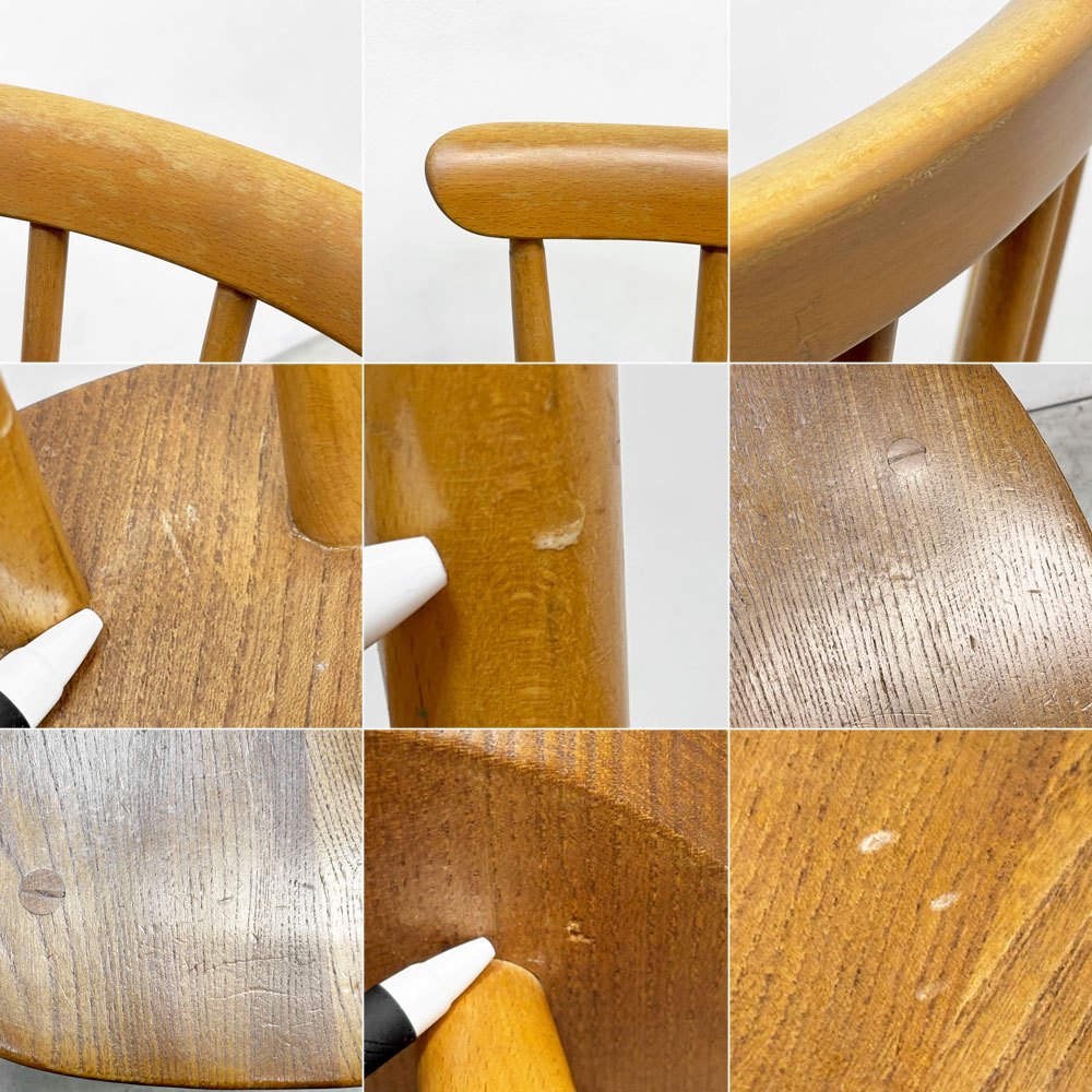 アーコール Ercol ボウバックチェア ファンバックチェア 5本タイプ エルム材 UKビンテージ Vintage 英国 横浜ダニエル製オリジナルクッション付 B ●