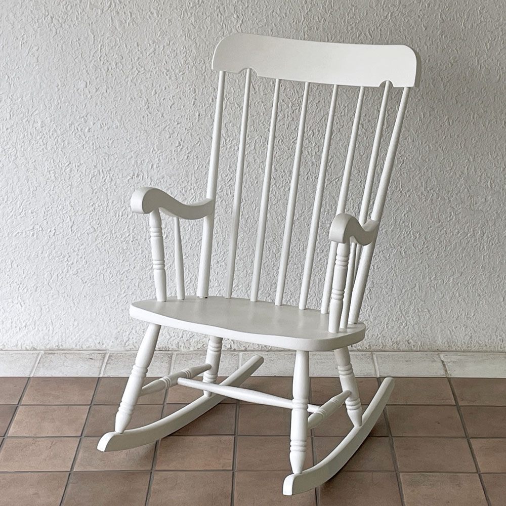 クラシカルデザイン Classical Design ロッキングチェア 揺り椅子 ホワイトペイント スポークバック ◇