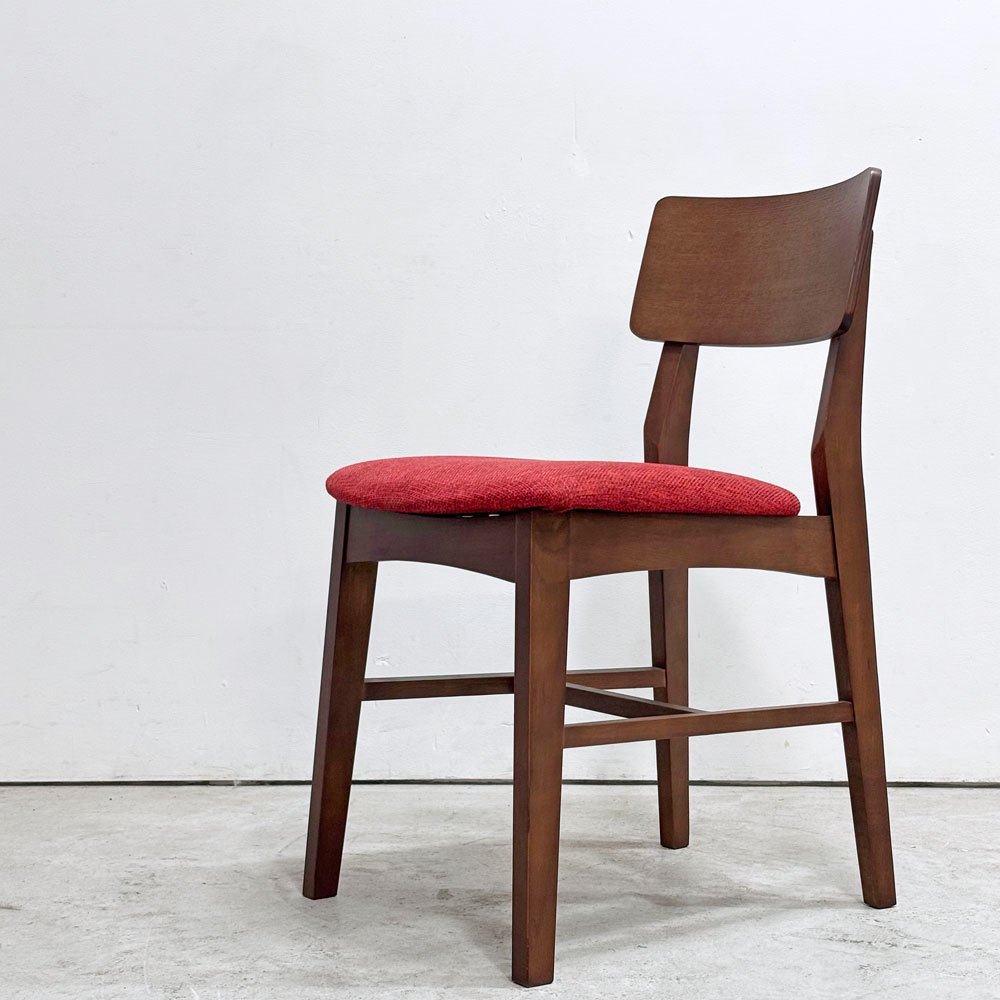 フランフラン Francfranc コムンチェア COMUN CHAIR ダイニングチェア アッシュ材 ファブリックシート レッドカラー 北欧スタイル 廃番 ●