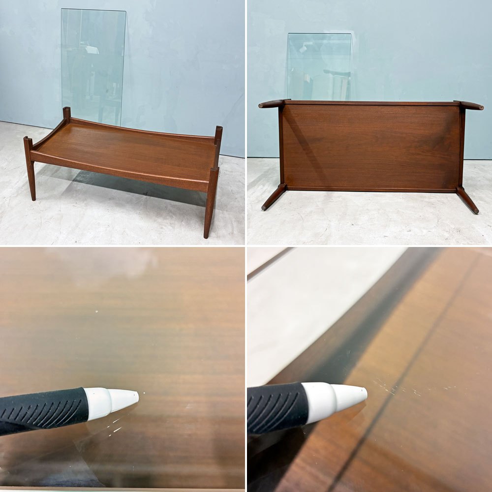 ハイクオリジナルファニチャー HIKE Original furniture ガラスソファテーブル Glass sofa table ウォールナット材 W100cm ◎
