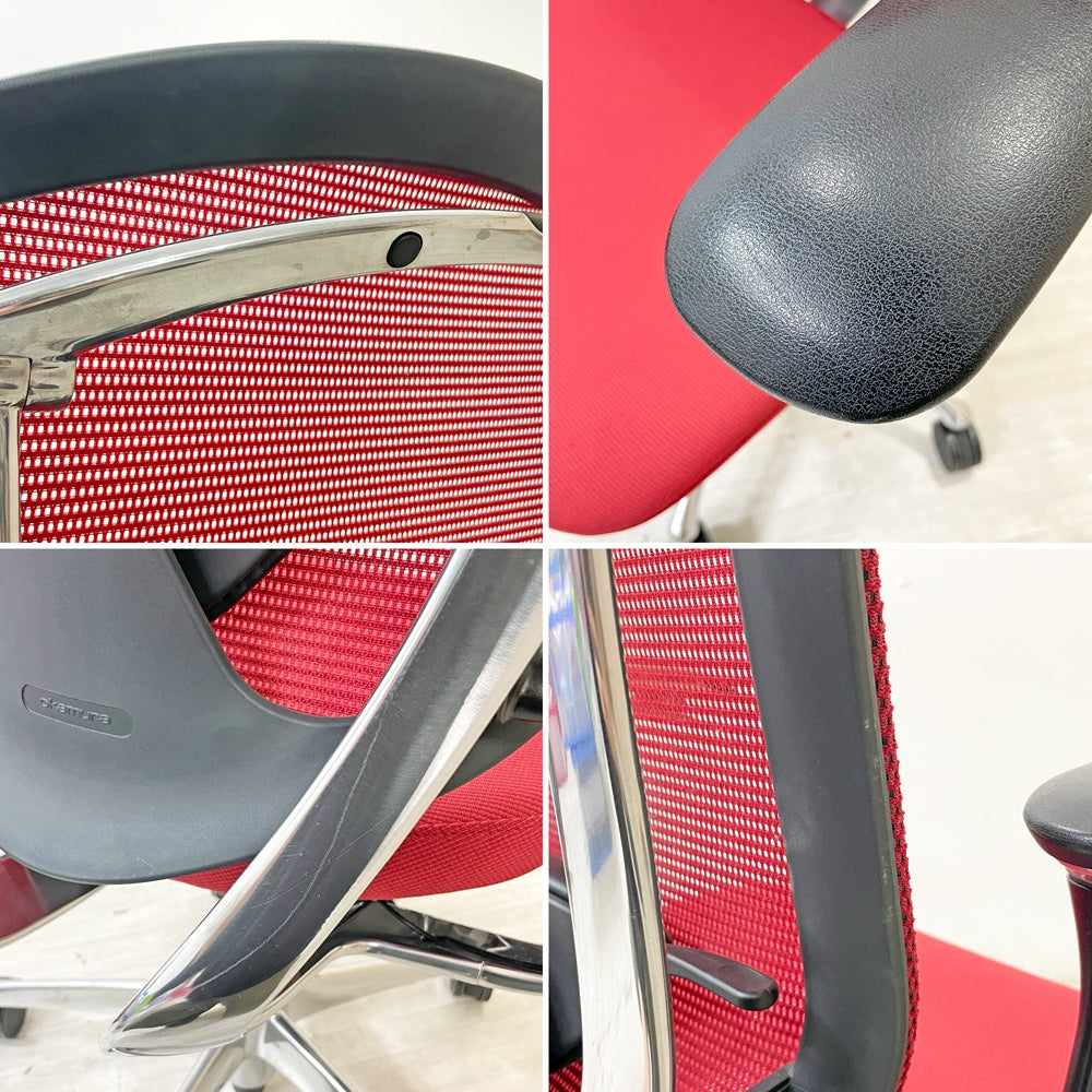 オカムラ okamura コンテッサ Contessa オフィスチェア スタンダードタイプ ランバーサポート付 CM32AB FBF9 可動肘 メッシュ レッド ●
