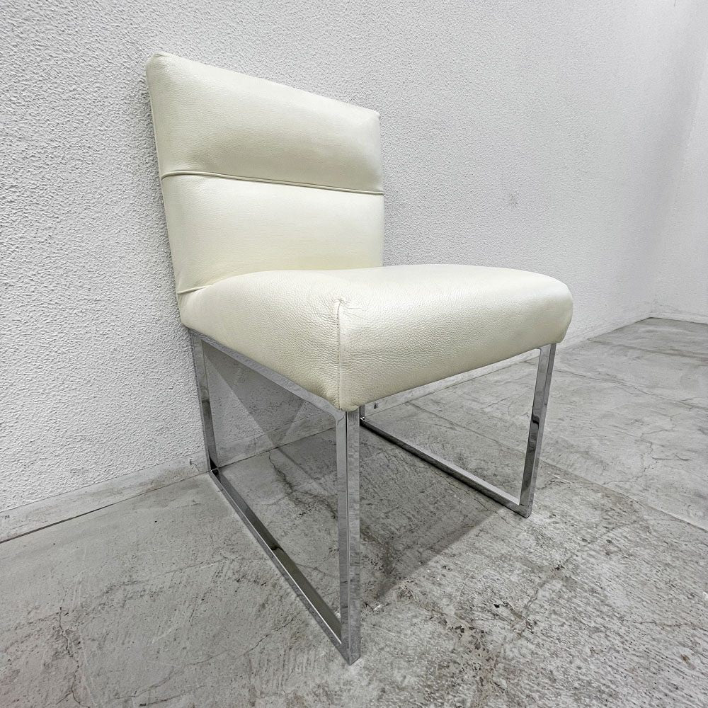 フェンディ・カーサ FENDI CASA エー・ビー・デュアメル AB Duhamel ダイニングチェア 本牛革 オフホワイト 参考価格 約45万～65万の品 D 〓