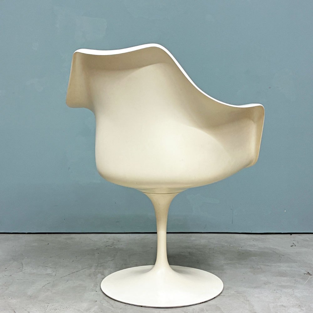 ノル ノール Knoll サーリネンコレクション チューリップチェア アームチェア ダイニングチェア ビンテージ ホワイト 座面クッション交換済み エーロ・サーリネン 参考定価￥520,300- ◎