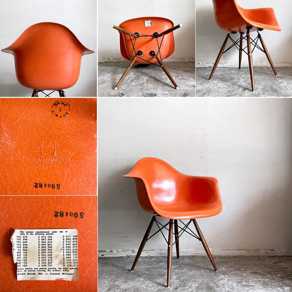 ハーマンミラー Herman Miller アームシェルチェア セカンド 2nd FRP レッドオレンジ ドゥエルレッグ  C&Rイームズ ミッドセンチュリー ■
